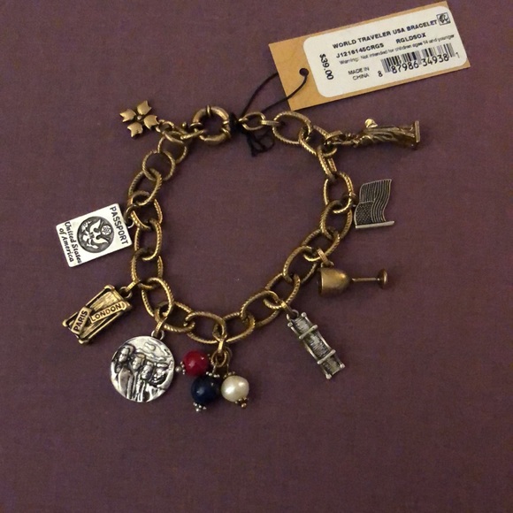 Patricia Nash World Traveler USA Charm Bracelet RGLDSOX NWT - Picture 2 of 12